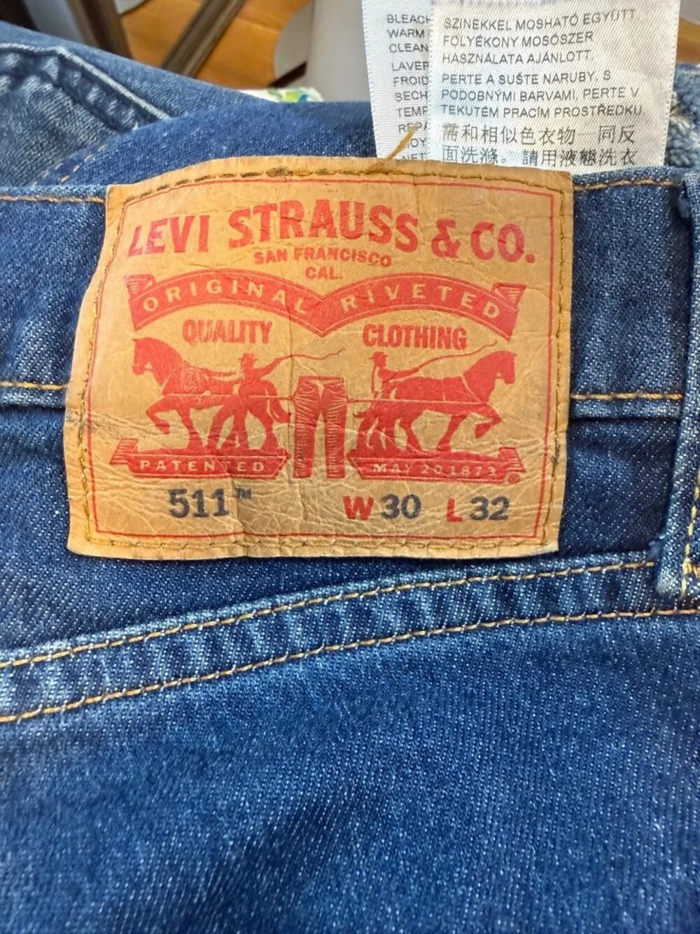 Levis 511 Slim Fit Distressed Jeans W30 L32 Blue Denim